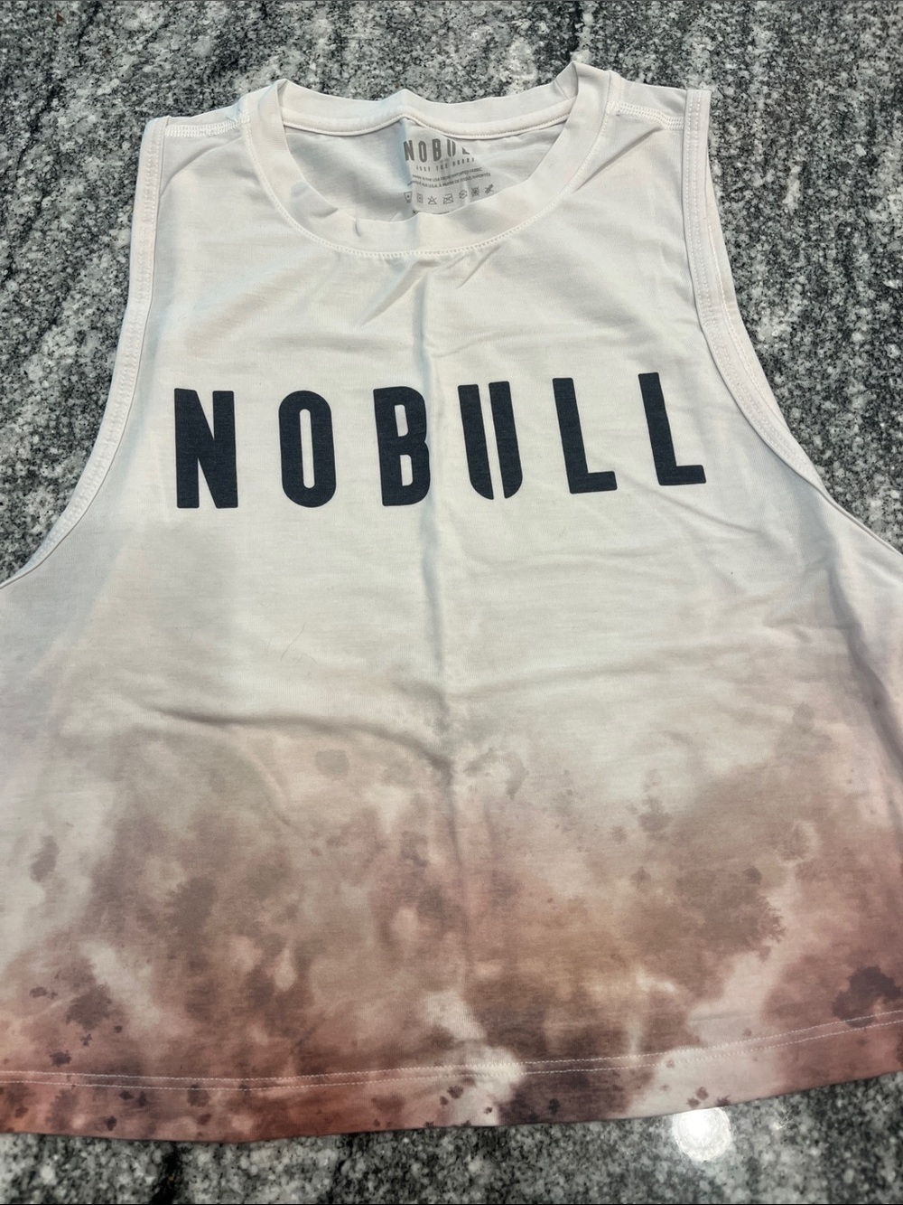 NOBULL White and Brown Tie-Dye Crop Tank
